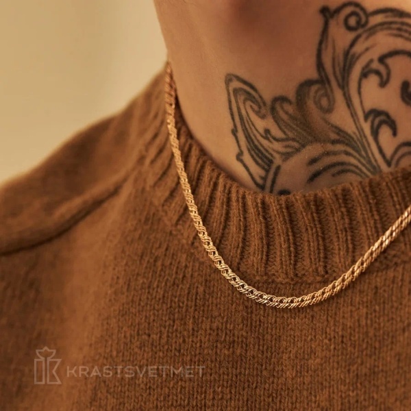 Цепь из красного золота 585, плетение «Ромб тройной»